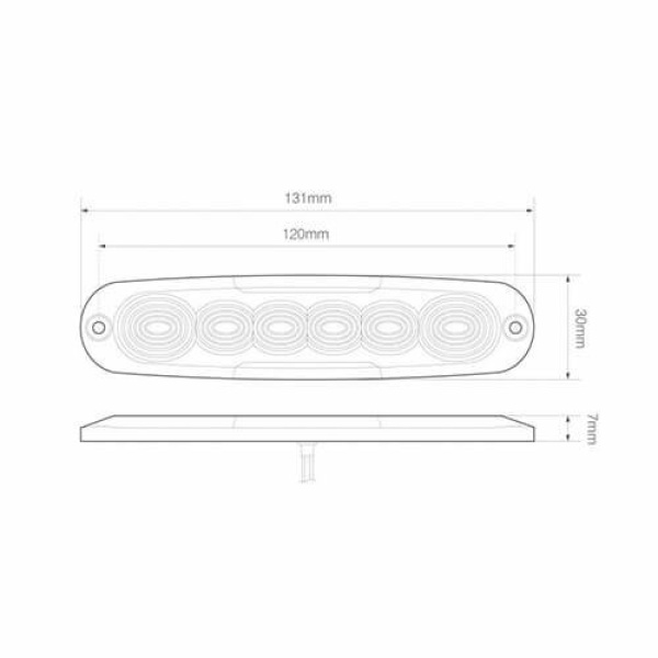 6 LEDs Flitser Slimline 12/24V / rood / R10/65 - Afbeelding 2