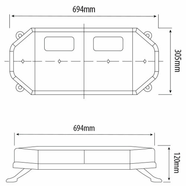 LED Flitsbalk Eclipse R65 | 694 mm | 12-24v | vaste montage - Afbeelding 2